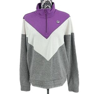 FILA Colorblock 1/4 Zip Pullover Sweatshirt Retro Sporty Fleece